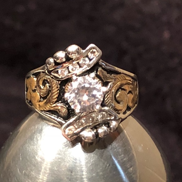 💥New Gorgeous Bob Berg Stamped CZ .925 & 10K Ring - Picture 2 of 8